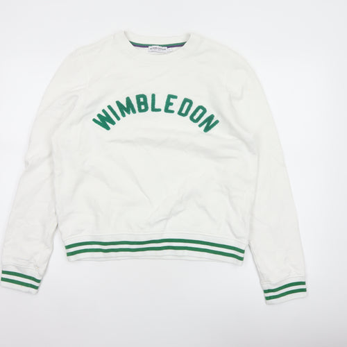 Wimbledon Women's White Green L Pullover Sweatshirt Tennis Logo