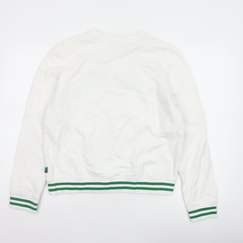 Wimbledon Women's White Green L Pullover Sweatshirt Tennis Logo