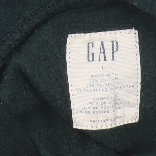 GAP Men’s Black L Pullover Hooded Fleece Hoodie Pockets