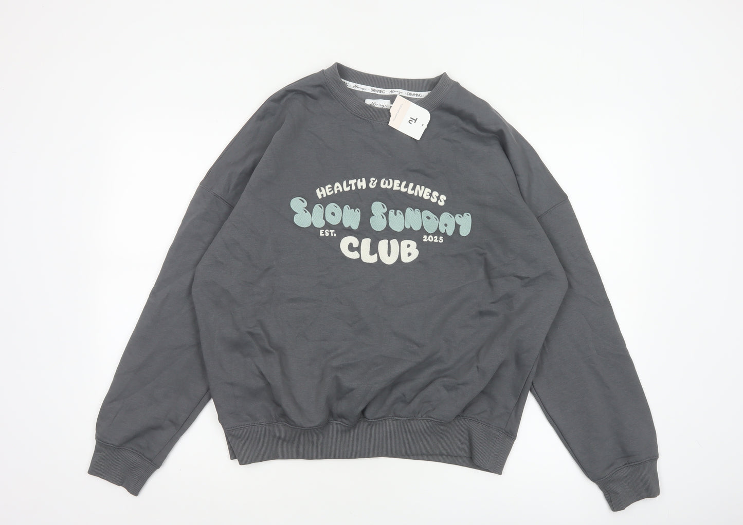 TU Women Grey Size 12 Slow Sunday Club Graphic Fleece Pyjama Jumper