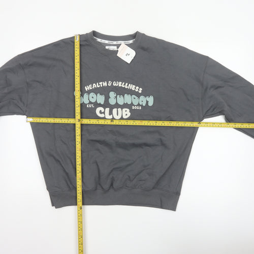 TU Women Grey Size 12 Slow Sunday Club Graphic Fleece Pyjama Jumper