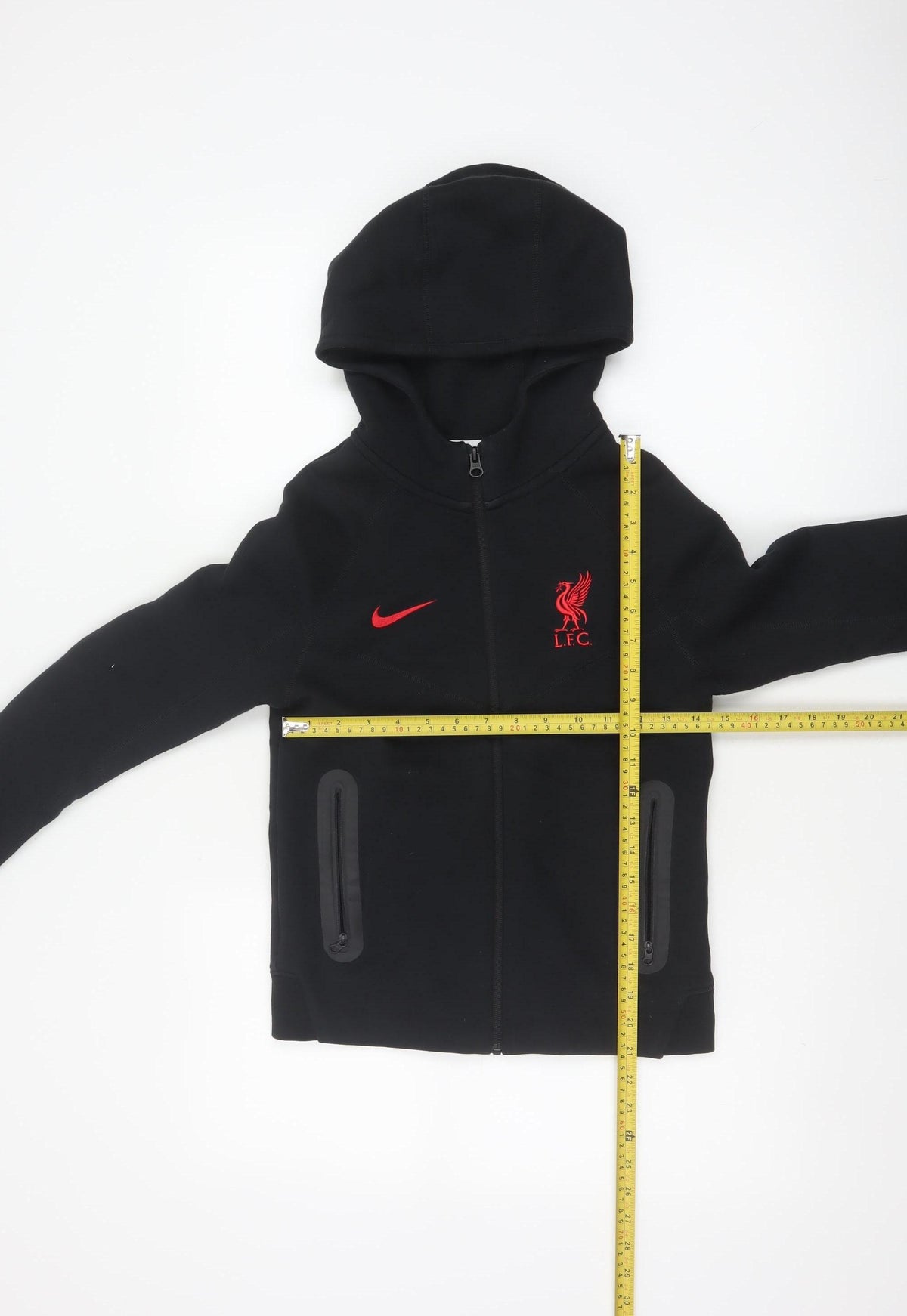 Nike Boys Black Liverpool FC Full Zip Hoodie M 137-147cm Tech Fleece