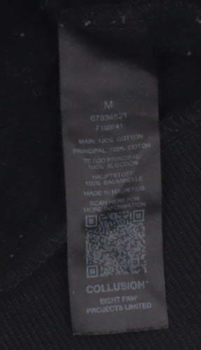 Collusion Men’s Black M Crew Neck Cotton Pullover Sweatshirt