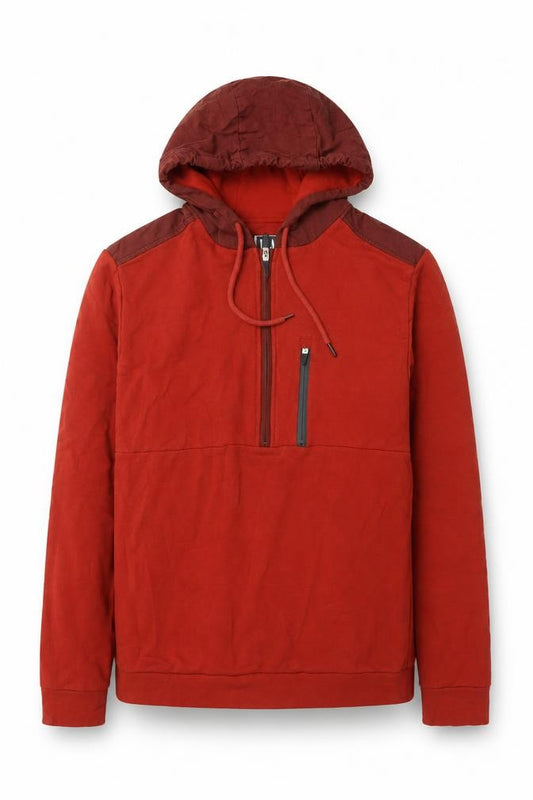 BAM Bamboo Clothing Men’s Red Brown L 1/2 Zip Pullover Hoodie