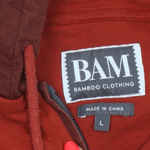BAM Bamboo Clothing Men’s Red Brown L 1/2 Zip Pullover Hoodie