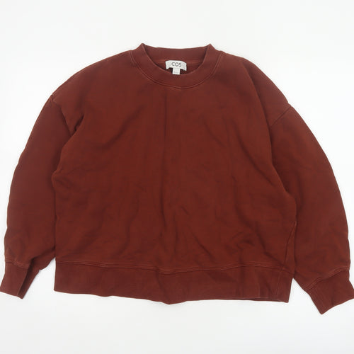 COS Women's Brown S Pullover Crew Neck 100% Cotton Sweatshirt