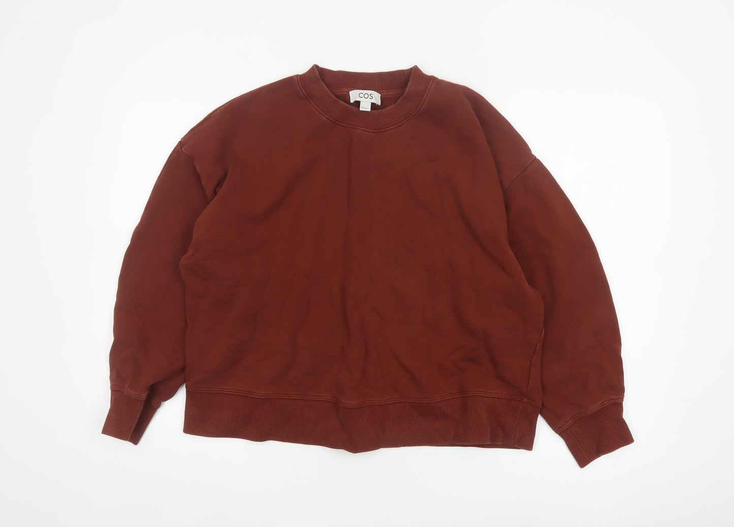 COS Women's Brown S Pullover Crew Neck 100% Cotton Sweatshirt