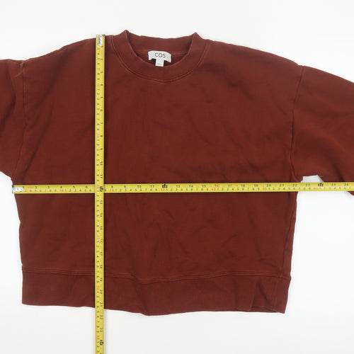 COS Women's Brown S Pullover Crew Neck 100% Cotton Sweatshirt