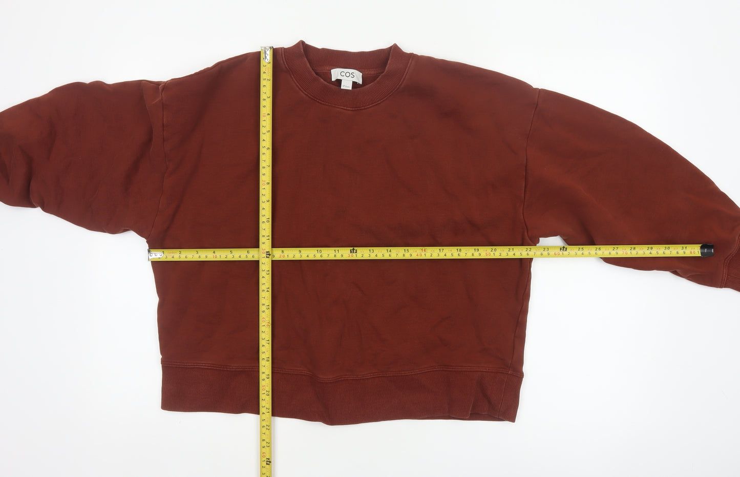 COS Women's Brown S Pullover Crew Neck 100% Cotton Sweatshirt