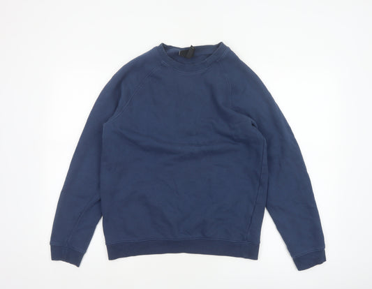 H&M Men’s Blue Small Regular Fit Crew Neck Cotton Pullover Sweatshirt