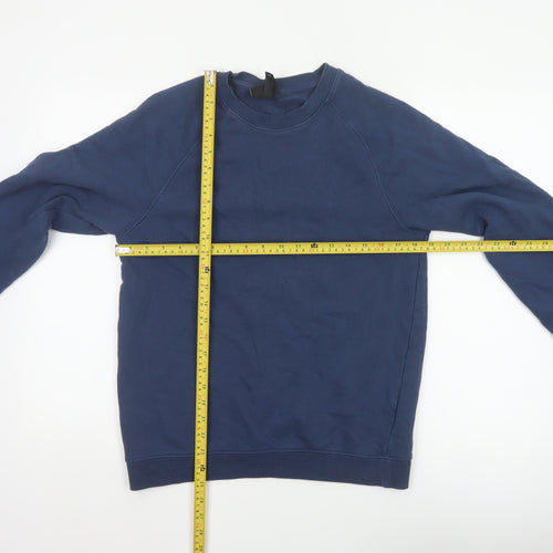 H&M Men’s Blue Small Regular Fit Crew Neck Cotton Pullover Sweatshirt