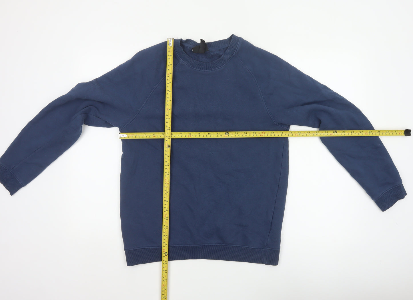 H&M Men’s Blue Small Regular Fit Crew Neck Cotton Pullover Sweatshirt
