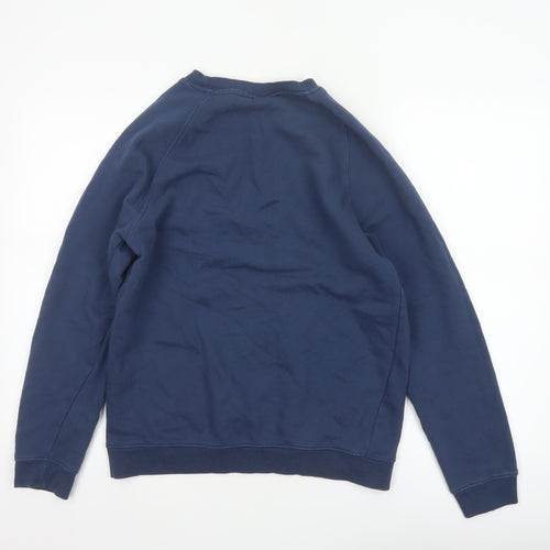 H&M Men’s Blue Small Regular Fit Crew Neck Cotton Pullover Sweatshirt