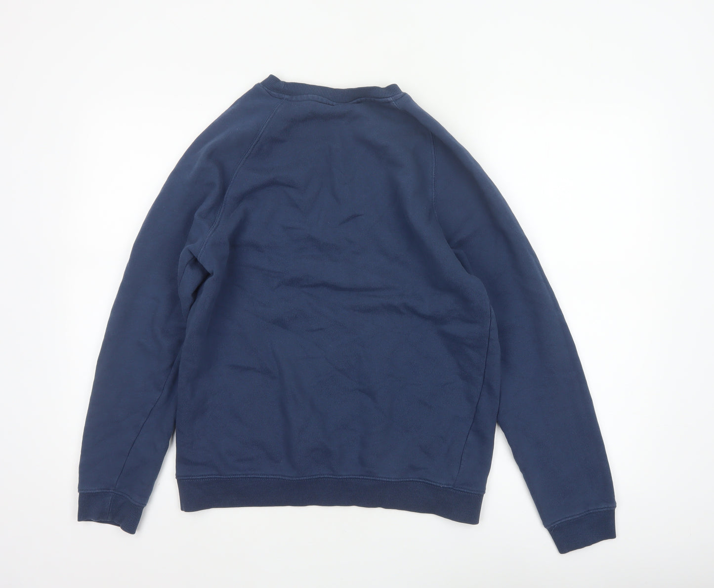 H&M Men’s Blue Small Regular Fit Crew Neck Cotton Pullover Sweatshirt