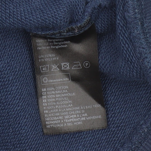 H&M Men’s Blue Small Regular Fit Crew Neck Cotton Pullover Sweatshirt