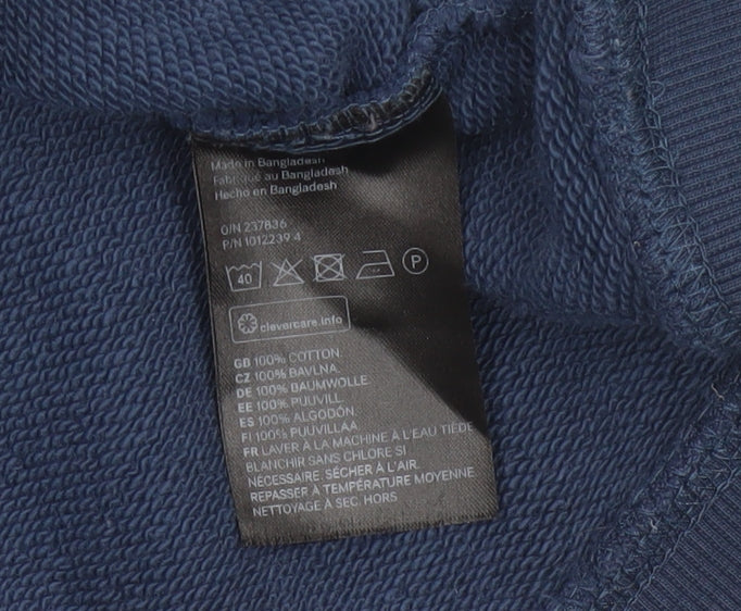 H&M Men’s Blue Small Regular Fit Crew Neck Cotton Pullover Sweatshirt