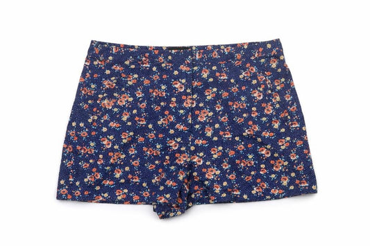 Topshop Women’s Blue Floral Stretch Shorts UK 12 Cotton