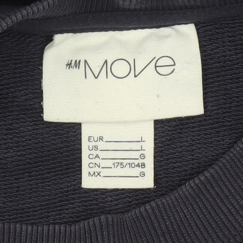 H&M Move Men’s Blue L Crew Neck Cotton Pullover Sweatshirt