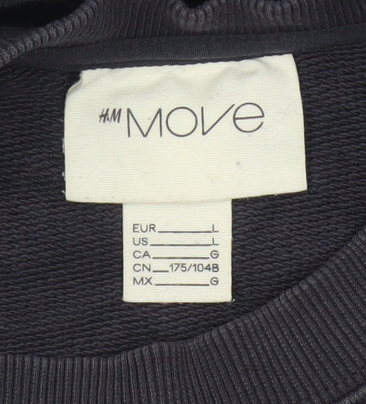 H&M Move Men’s Blue L Crew Neck Cotton Pullover Sweatshirt