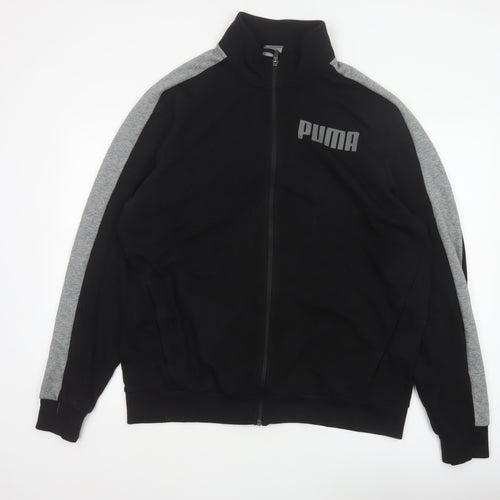 Puma Men’s Black Grey XL Full Zip Track Jacket Logo Sports