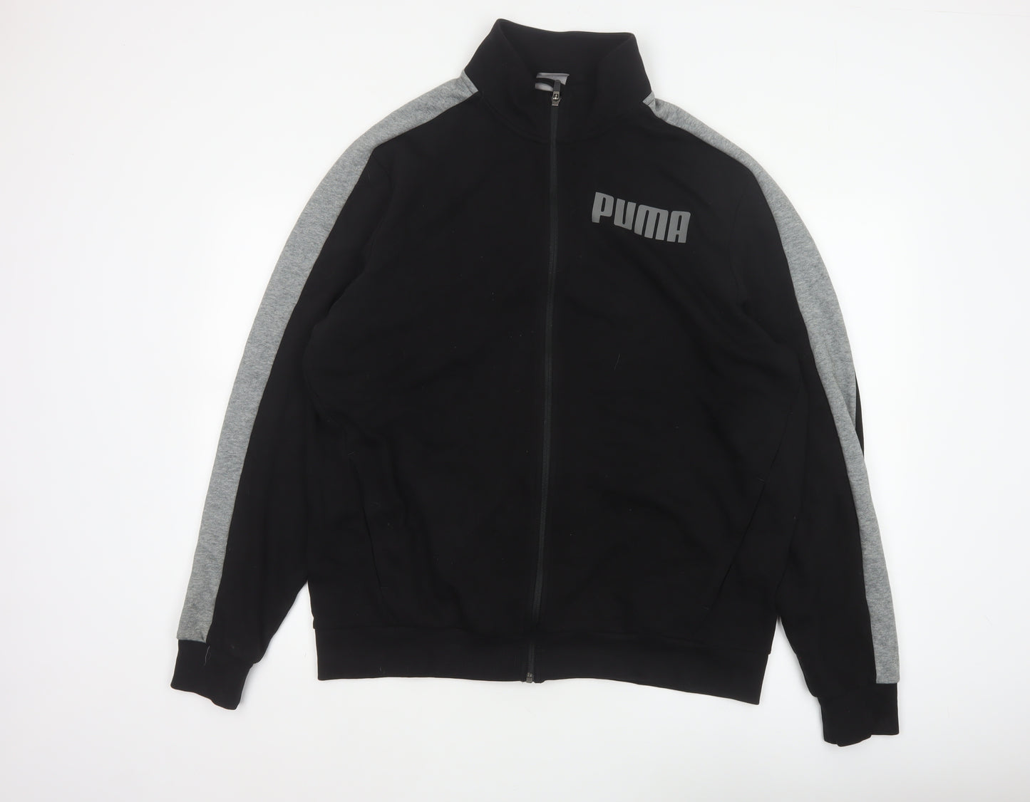 Puma Men’s Black Grey XL Full Zip Track Jacket Logo Sports