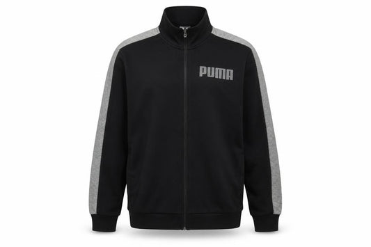Puma Men’s Black Grey XL Full Zip Track Jacket Logo Sports