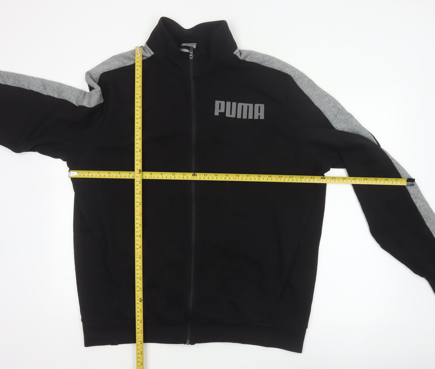 Puma Men’s Black Grey XL Full Zip Track Jacket Logo Sports