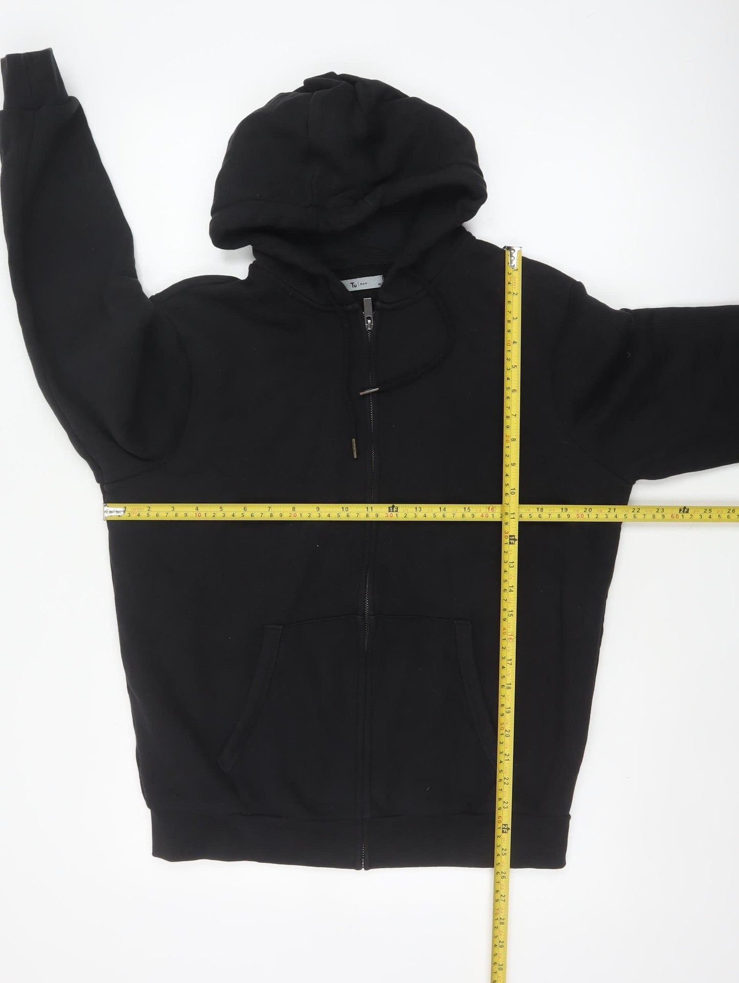 Tu Men’s Black M Full Zip Hooded Fleece Hoodie Pockets