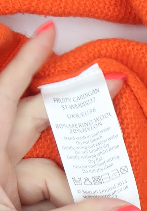 Seasalt Cornwall Women’s Orange Merino Wool Cardigan Size 8