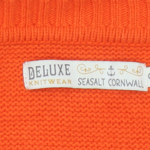 Seasalt Cornwall Women’s Orange Merino Wool Cardigan Size 8