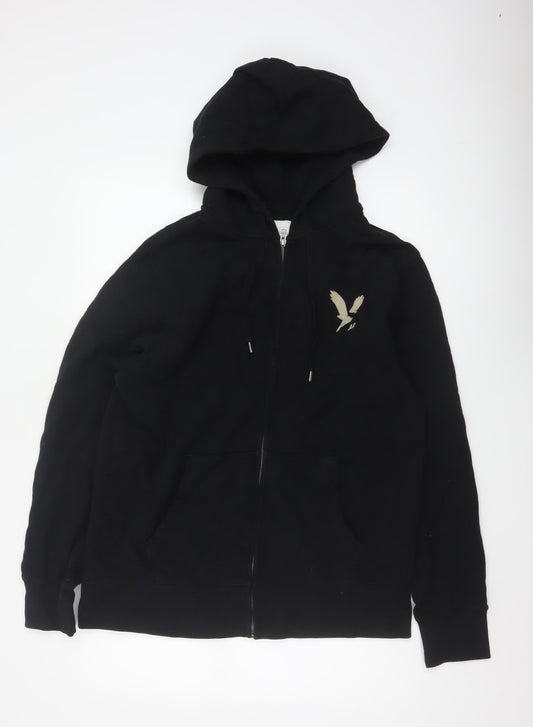 American Eagle Men’s Black L Full Zip Hooded Fleece Logo Hoodie