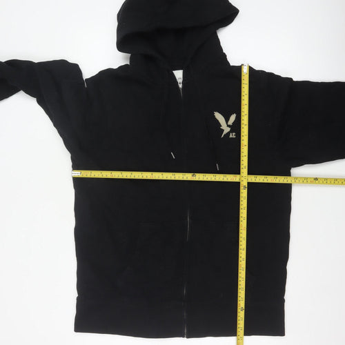 American Eagle Men’s Black L Full Zip Hooded Fleece Logo Hoodie