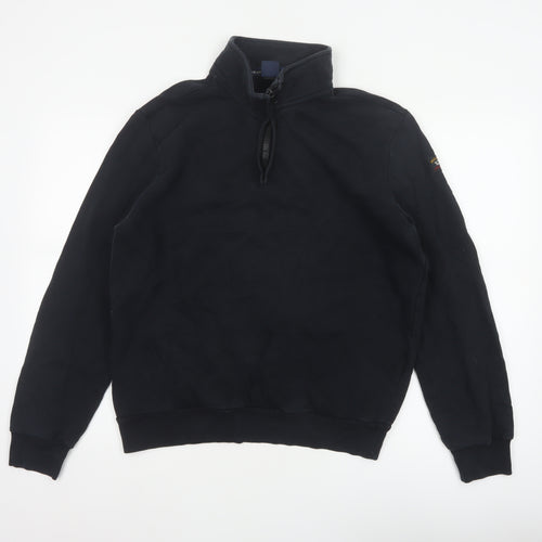 Paul & Shark Mens Black XL 1/4 Zip High Neck Cotton Sweatshirt