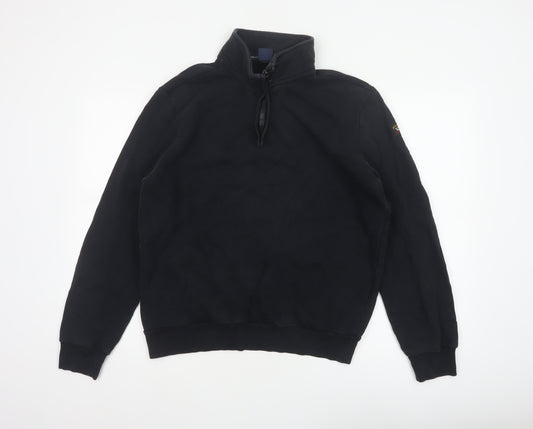 Paul & Shark Mens Black XL 1/4 Zip High Neck Cotton Sweatshirt