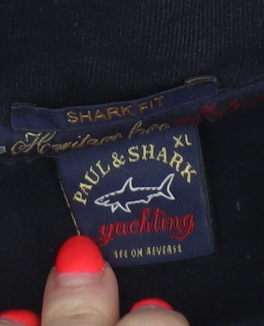 Paul & Shark Mens Black XL 1/4 Zip High Neck Cotton Sweatshirt