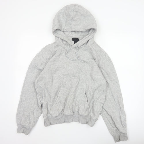 H&M Women Grey XS Relaxed Fit Fleece Pullover Hoodie