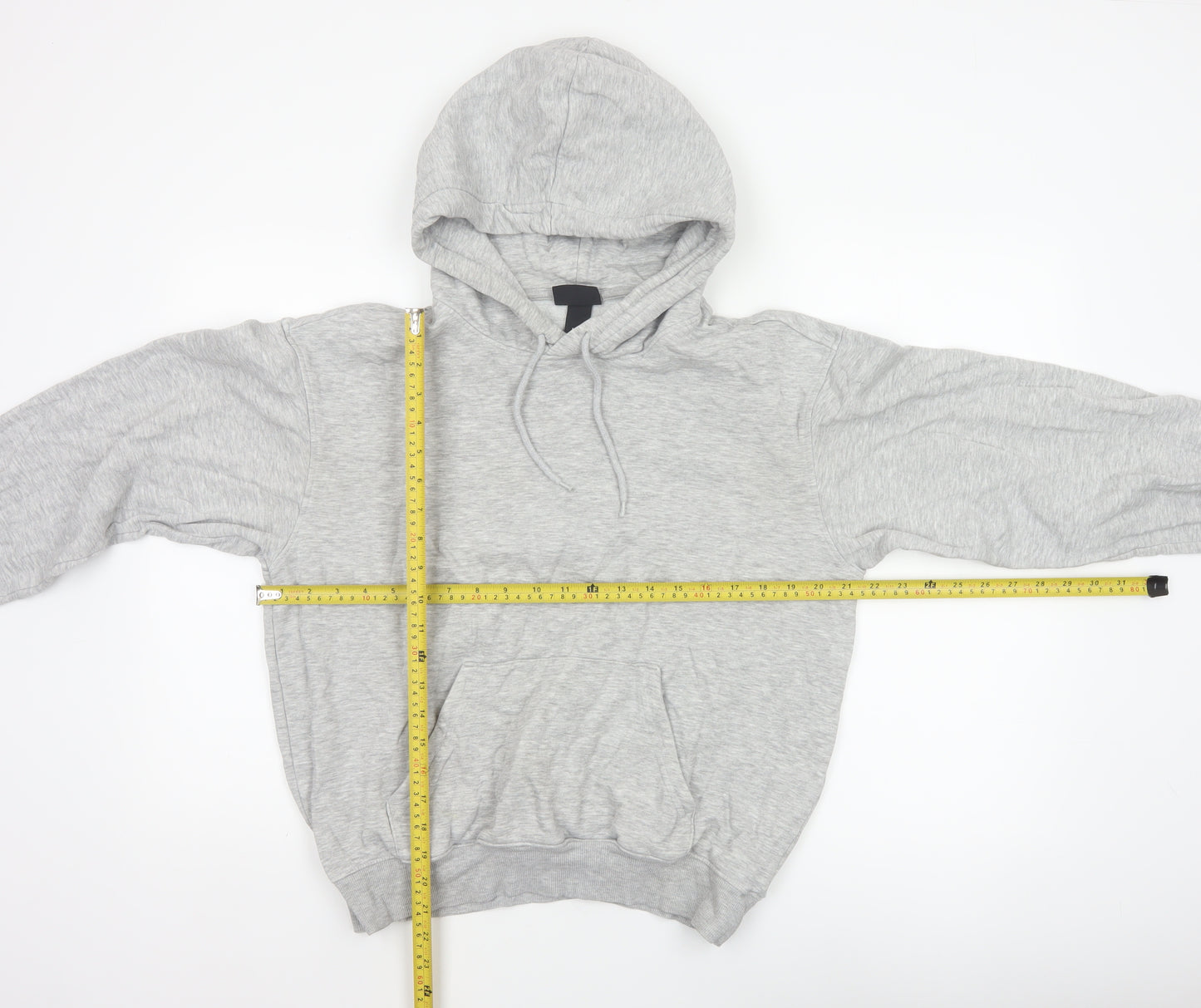 H&M Women Grey XS Relaxed Fit Fleece Pullover Hoodie