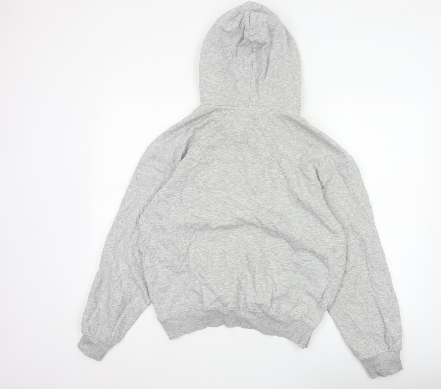 H&M Women Grey XS Relaxed Fit Fleece Pullover Hoodie