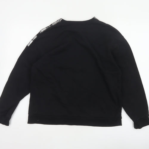 Zara Women Black Silver Metallic Pullover Sweatshirt Size S