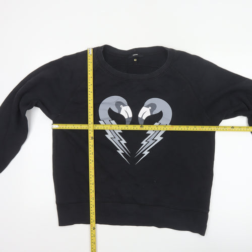 Diesel Women Black M Pullover Sweatshirt Bird Graphic 100% Cotton