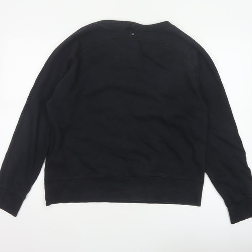 Diesel Women Black M Pullover Sweatshirt Bird Graphic 100% Cotton