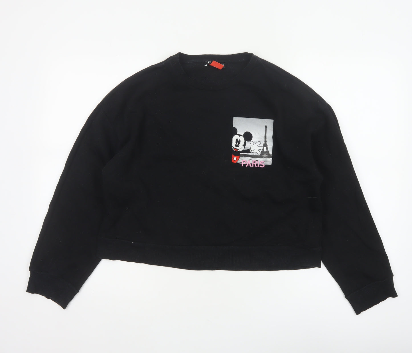 Zara Disney Women Black M Pullover Sweatshirt Mickey Paris Graphic