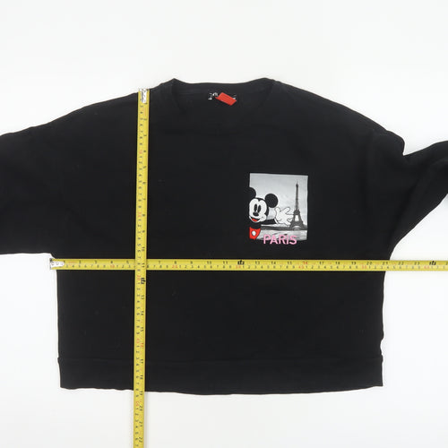 Zara Disney Women Black M Pullover Sweatshirt Mickey Paris Graphic