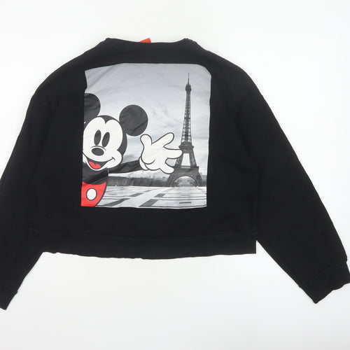 Zara Disney Women Black M Pullover Sweatshirt Mickey Paris Graphic