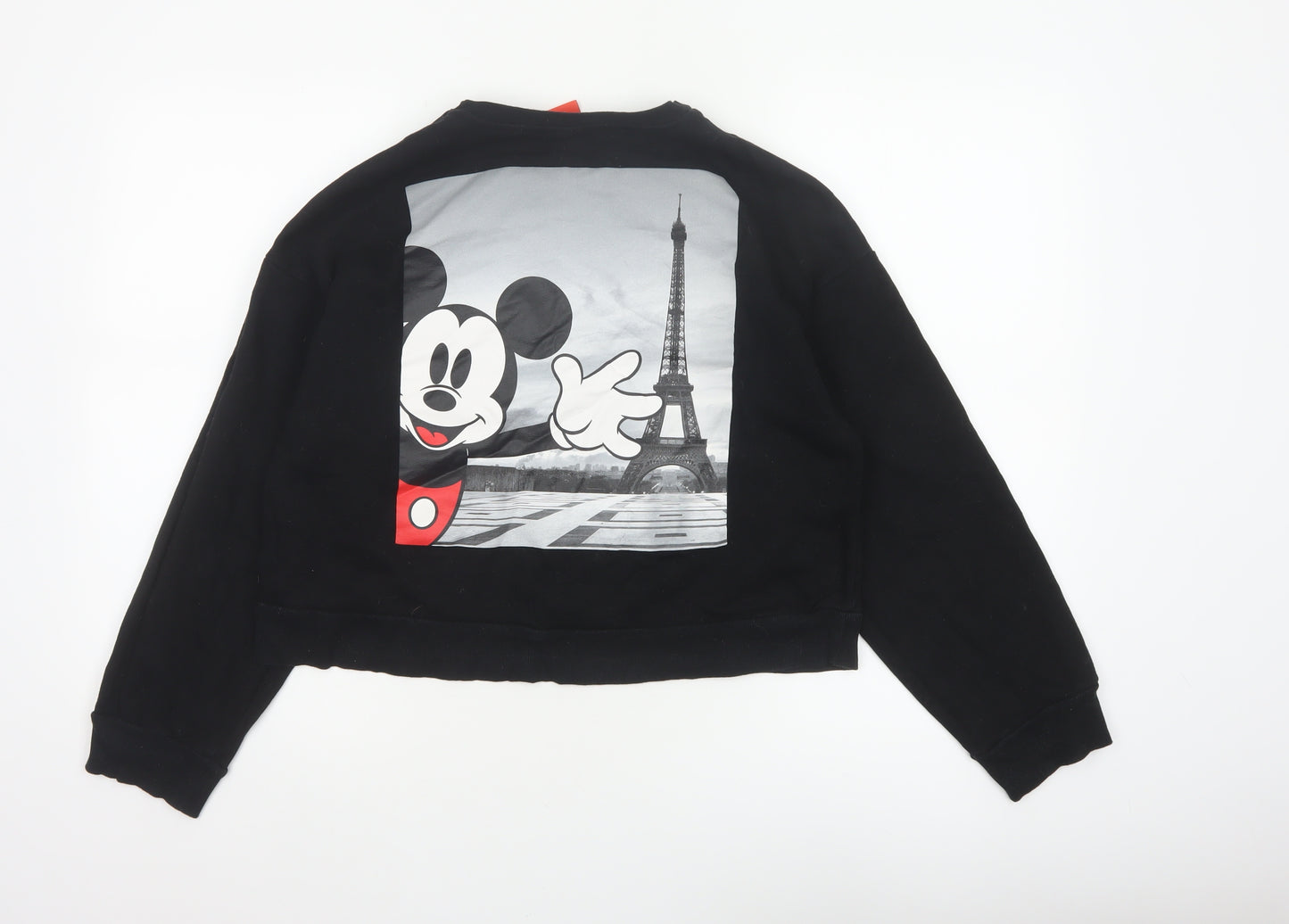 Zara Disney Women Black M Pullover Sweatshirt Mickey Paris Graphic