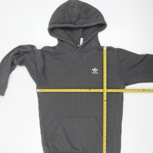 Adidas Men’s Grey S Pullover Hoodie Trefoil Logo Cotton Kangaroo Pocket