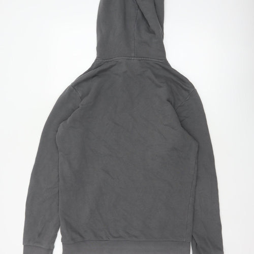 Adidas Men’s Grey S Pullover Hoodie Trefoil Logo Cotton Kangaroo Pocket