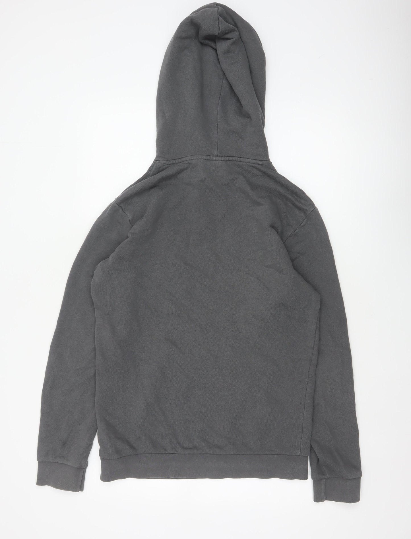 Adidas Men’s Grey S Pullover Hoodie Trefoil Logo Cotton Kangaroo Pocket