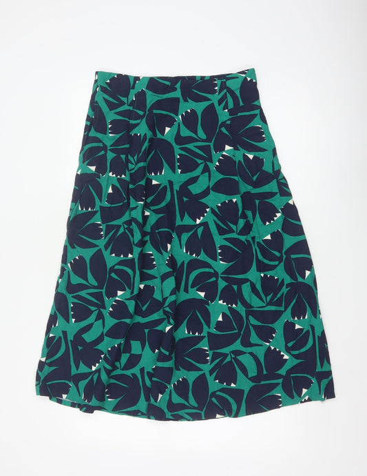 Seasalt Cornwall Women Green Floral A-Line Midi Skirt UK 10