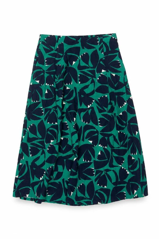 Seasalt Cornwall Women Green Floral A-Line Midi Skirt UK 10